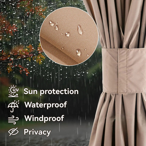 Ultimate Outdoor Gazebo Curtain Replacement 6 Panel Sidewalls 12 Ft By 20 Ft Waterproof Privacy Curtains With Zipper detail view