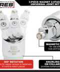 Magnetic 2-Stage Universal Joint Set For One Quarter, Three Eighths, And One Half Inch Drive Sockets - 3-Piece Swivel Adapters With Quick Switch Ball Spring Design, Durable Case, Perfect For Tight Spots And Hard-To-Reach Fasteners. 3/8 chrome moly steel universal joint