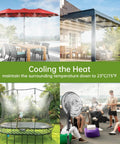 Outdoor Misting Cooling System 30 Ft Kit With Brass Nozzles And UV Tubing DIY Patio Garden Cooler used on patio, pergola, trampoline, and seating area