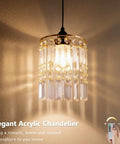 Battery Operated Chandelier With Acrylic Crystal Beads Waterproof Hanging Pendant Lights Dimmable Timer For Patio Decor Two Pack close-up view with light source