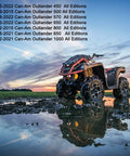 Heavy Duty Front And Rear Brake Pads For Can Am Outlander 450 500 570 650 800R 850 1000 650 Max Atv shown on rugged terrain.