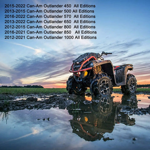 Heavy Duty Front And Rear Brake Pads For Can Am Outlander 450 500 570 650 800R 850 1000 650 Max Atv shown on rugged terrain.