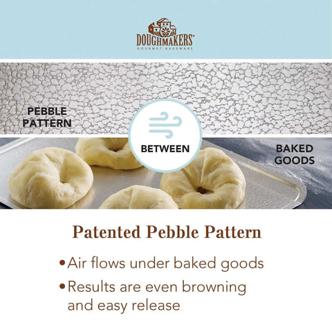 Pro Grade Aluminum Bake Pan 10 By 14 Inch Pebble Pattern Cookie Sheet detailing airflow for even browning.