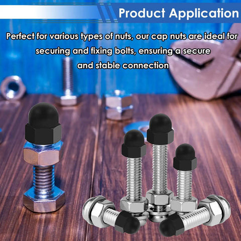 Six Size Hex Acorn Cap Nut Covers Kit For M3 To M10 Bolts, Nylon Screw Caps For Indoor Outdoor Use, 110 Pieces, M3 M4 M5 M6 M8 M10 Assortment