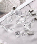 Four Pack Must Have Crystal Tablecloth Weights With Metal Clips Teardrop Pendant Curtain Weights Clear Grid Design 100 By 33.5 For Outdoor Picnics And Garden Tables Windproof Linen Stabilizers