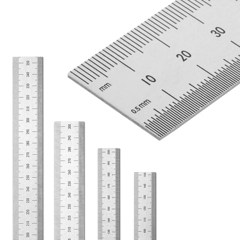 Beefy Machinist Ruler Set Four Pack Stainless Steel With Six Eight Twelve And Fourteen Inch Lengths In Metric And Imperial Gradations