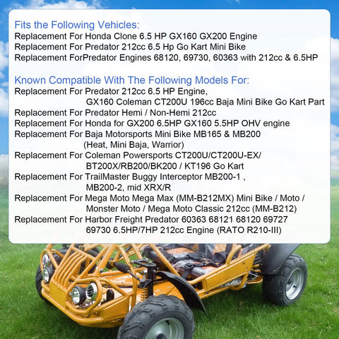 High Performance Carburetor Air Filter Adapter Jet Kit Upgrade For GX160 GX200 Predator 212cc 6.5HP Engines with vehicle compatibility list