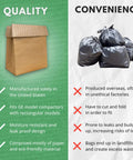 Comparison showing PreCuffed Paper Trash Compactor Bags 12 Pack For 11 Gallon Carts Heavy Duty Kitchen Garbage Liners That Are Eco Friendly
