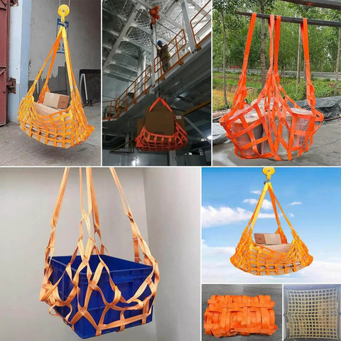 Heavy Duty Polyester Cargo Lifting Net 2.5m X 2.5m 8.2ft X 8.2ft Ultra Rugged Transport Net With Reinforced Stitching Anti Slip Surface
