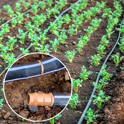 25 Pack Drip Irrigation Barbed Couplings Fittings For 1/2 Inch Tubing No Fuss Install Hose Line Connectors installed in garden