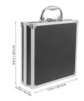 Premium Aluminum Tool Box Featuring Heavy Duty Build And Secure Snap Lock Cover For Van Life Adventures Job Site Projects Weekend Warrior Gear Compact Alloy Storage Case, side view with dimensions.