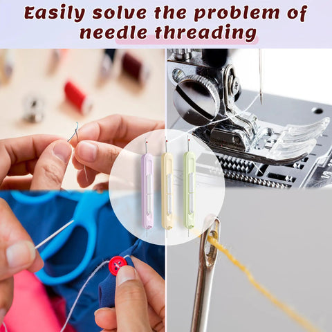 3 Pack 2 In 1 Needle Threader And Seam Ripper Tool Set Upgraded 2025 Plug In Design for sewing and threading visible
