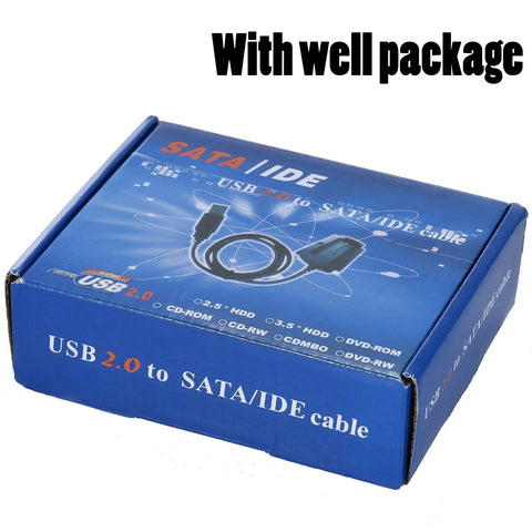 Plug And Play SATA IDE USB Two Point Zero Hard Drive Adapter Cable With External Power Supply for 2.5" and 3.5" HDD SSD