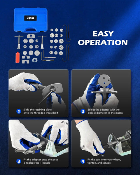 Pro Grade Heavy Duty Disc Brake Caliper Tool Kit With 24 Adapters For Easy Brake Pad Replacement And Piston Compression guide