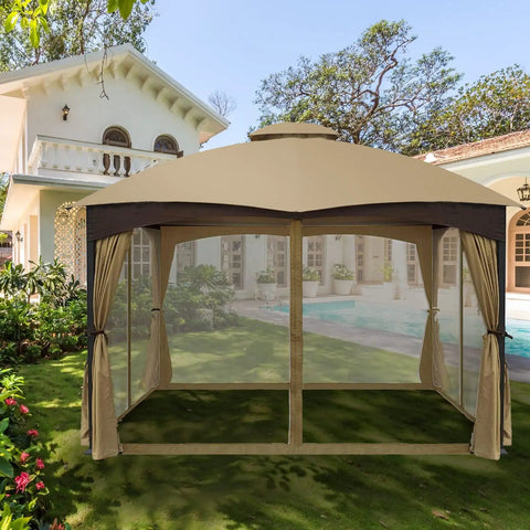 Universal Replacement Mosquito Netting For 10 By 10 Gazebo With 4 Panel Screen Walls And Zippers Outdoor Canopy Netting
