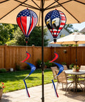 All American Patriotic Wind Spinner Duo For Yard And Garden Decor With Flag And Bald Eagle Designs 2 Pack Outdoor Hanging Spinners