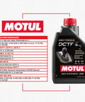 High Torque Dual Clutch Transmission Fluid DCTF For Street And Race Gearboxes Delivers Smooth Power Transfer And Quick Cold Start Maintains Consistent Viscosity At Extreme Temperatures Protects High Horsepower Gearboxes In One Liter. 1L MOTUL bottle