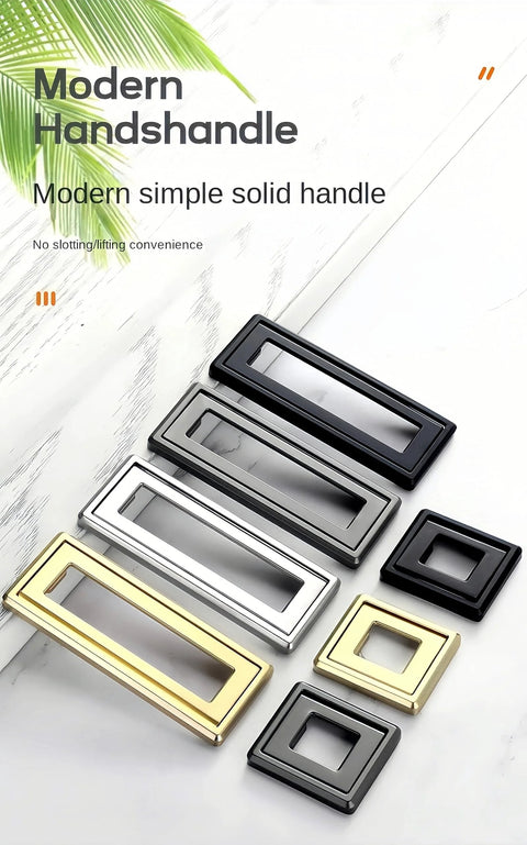 Two Piece Aluminium Alloy Flip Handle Hidden Door Pull Handles Set for Recessed Drawers Cabinets Multiple Finishes Displayed