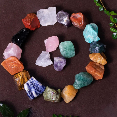 3 Pound Bulk Rough Madagascar Stones Mix For Tumbling Cabbing And Polishing Natural Raw Crystals arranged in a spiral