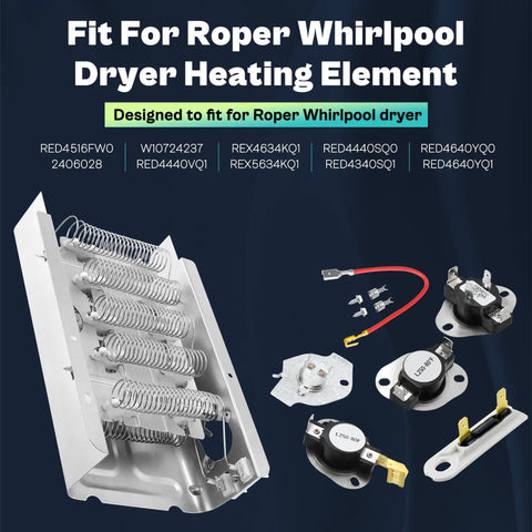 Dryer Heating Element Replacement For Roper And Whirlpool That Fits Like A Charm Easy Install 2406028 W10724237 RED4516FW0 kit