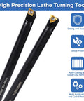 All-In-One Lathe Tool Set With Turning Holders And Boring Bars, showing two carbide tools with golden inserts.