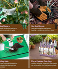 All In One 9 Piece Heavy Duty Garden Tool Set With Stainless Steel Hand Tools Purple Floral Tote Bag And Repotting Mat Perfect Garden Kit For Women Gift For Any Gardener featuring pruning shears, gloves, repotting mat, floral tote.