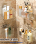 2 Pack Cabinet Door Organizer Wall Mounted Shower Caddy Stackable Plastic Adhesive Organizer For Bathroom Kitchen Pantry Makeup BPA Free Clear Includes Extra Replacement Adhesive Strips For Easy Install