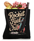 Model Rocket Hobby Tote Bag For Builders Who Love Launches Rocket Kits And Space Science On The Go with groceries inside