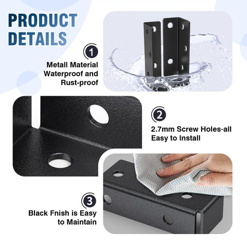 Beefy Heavy Duty Metal Deck Railing Bracket Connector For Vinyl Fence Panels To Posts Adjustable Mount Black Finish details