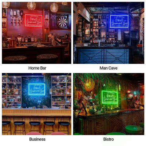 Personalized LED Neon Bar Sign For Home Pub And Man Cave Dimmable Light Up Whiskey Bar Sign Custom Wall Decor in various settings