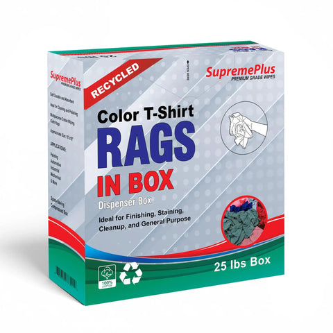 Recycled Color Knit Cleaning Rags Bulk Pack For DIYers And Home Pros, 25 lb box of ultra absorbent cotton T-shirt rags for mechanics