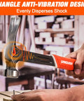 Man using 11oz Titanium Framing Hammer With Straight Rip Claw And Smooth Face Magnetic Nail Holder, soft grip shown.