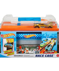 Race Case Track Set with Dual Launchers and 1:64 Scale Cars inside packaging box