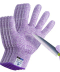 Pro Chef Cut Resistant Kitchen Gloves EN388 Level 5, Food Grade Safety Gloves For Oyster Shucking in violet, medium size, 2 pairs