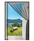 Magnetic Screen Door For 32 By 80 Inch Openings, Reversible, Scratch Resistant Polyester, Black, Installed on Patio Doorway