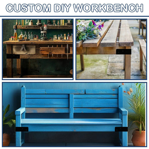 Heavy Duty Workbench Corner Brackets Kit For 2x4 Wood 3 Way Right Angle Brackets Actual 1.5x3.5 Inches Fit Includes Screws installed on custom workbench.