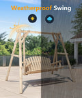 Heavy Duty Outdoor Porch Swing With Frame Stand 880 Lb Capacity Wooden Patio Bench for Outside Yard Garden