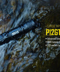 P12GT Flashlight With Cree XP L Hi V3 LED Up To 1000 Lumens Badass Optics For Long Throw Rugged Aluminum Body Tactical Outdoor