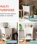 All In One Freestanding Utility Sink With Pull Out Faucet For Laundry Room Basement Garage And Outdoor Kitchen in various setups