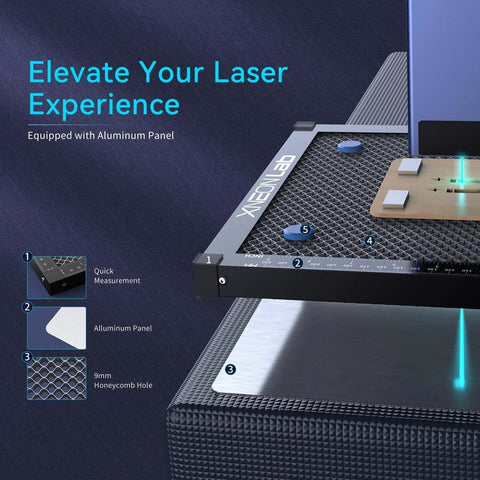 Front view of XNEONLab honeycomb laser bed with aluminum panel, 400 × 400 mm working area, for XTool D1/D1 Pro.
