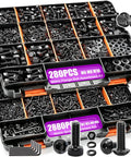 3160 Piece Flange Bolt And Metric Screw Assortment Kit with Nuts Washers Wrench in open case showing contents