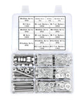 Tough As Nails 164 Piece Metric Hex Nut Bolt Assortment Kit, 304 Stainless Steel Long Fasteners With Flat And Lock Washers showing organized fasteners.