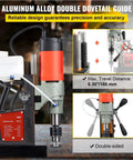 Heavy Duty 1200W Magnetic Drill Press With 40mm Capacity features aluminum alloy double dovetail guide for precision.