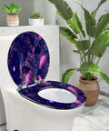 Washable Universal Toilet Seat for Bathroom in colorful design, installed on modern toilet, suitable for various sizes.