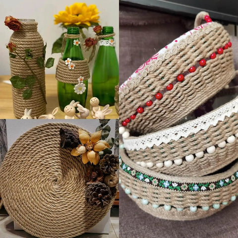Thick 6mm Jute Rope For Floristry And DIY Crafts 328 Feet 100m 4 Ply Durable Twine For Gardening And Cat Scratching Posts decorated items