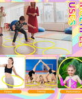 Two Adjustable Toy Hoop Exercise Ring Set With Detachable Plastic Blocks, Portable 26 Inch Fitness Rings in use indoors and outdoors.