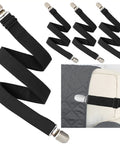 Premium Adjustable Elastic Strap Holders For Recliner Sofa Couch And Loveseat Slipcovers in black with nickel clips.