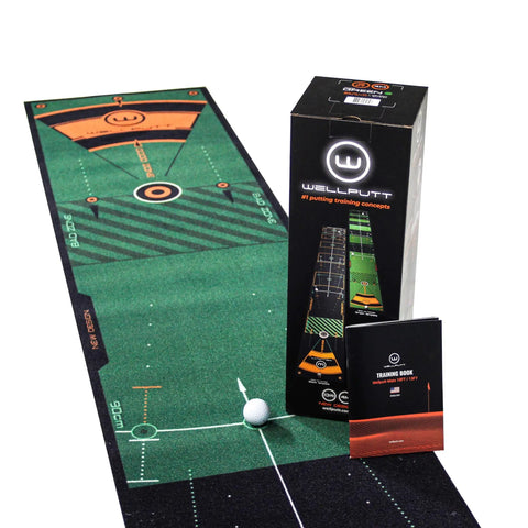 Golf Putting Training Mat For Indoor Practice 13 Ft Green With Realistic Medium To Fast Green Feel and packaging