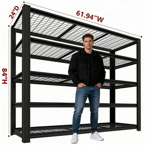 Heavy Duty Metal Garage Shelving Rack With Fully Adjustable Shelf Heights Built Like A Tank To Move Heavy Equipment And Shop Tools Rock Solid Multi Tier Storage Setup