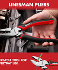 3 Piece Pliers Set Including 8.5 Inch Linesman, 8 Inch Needle Nose Pliers, 6 Inch Diagonal Cutter, Comfortable Ergonomic Anti Slip Handle, Carbon Steel Construction For Durable And Precise Gripping For Basic Home Repairs.